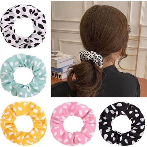 Women Korean Fashion Dot Scrunchie Girl Elastic Rubber Bands For Hair Ponytail Holder Crunchy Hair Tie Gum Chouchou Accessories