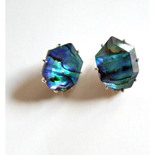 Fashion Geometric Natural White Mother pearl Shell Abalone Stud Earrings for Women