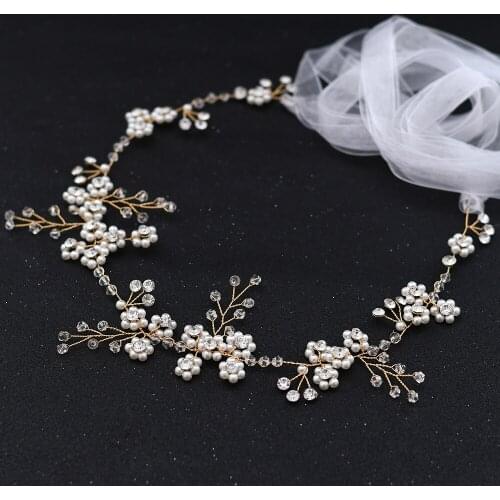 ZMSH129 Ivory Bridal Belts For Women Pearl Applique Sash Wedding Gold Belt with Beads Pearl Crystal Sash Brides Accessories