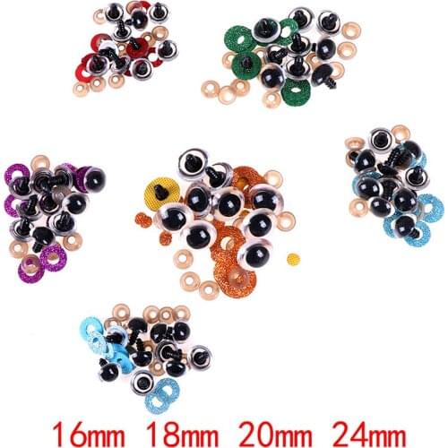 10pcs Mix Color Shinning Plastic Doll Eyes Craft Eyes with Washer DIY For Plush Bear Stuffed Toys Animal Puppet Dolls 16-24mm