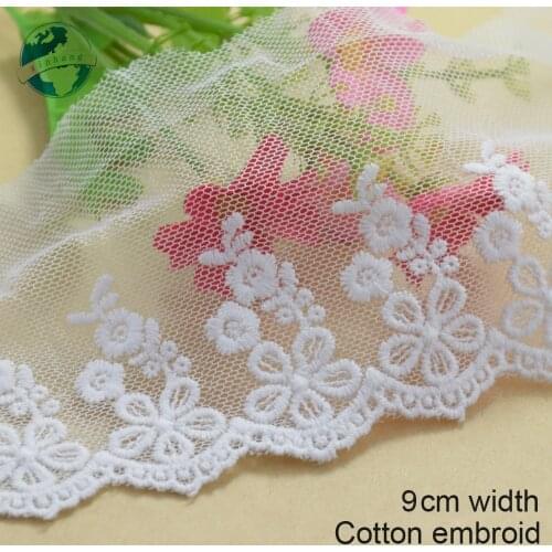 10yards 9cm Cotton embroid lace sewing ribbon guipure lace african lace fabric trim warp knitting DIY Garment Accessories#1776