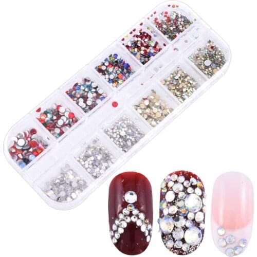 1440pcs Flat Back Nail Art Rhinestones Glitters Diamonds 3D AB Acrylic Tips Manicure Decor Manicure 3D Nail Art Decoration