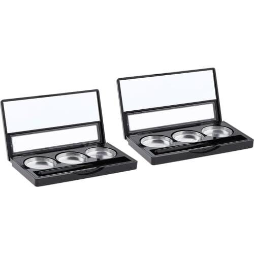 2Pcs Makeup DIY Empty 3x 26mm Round Grids Eyeshadow Lipstick Powder Box Case Cosmetic Packing Pans Palette