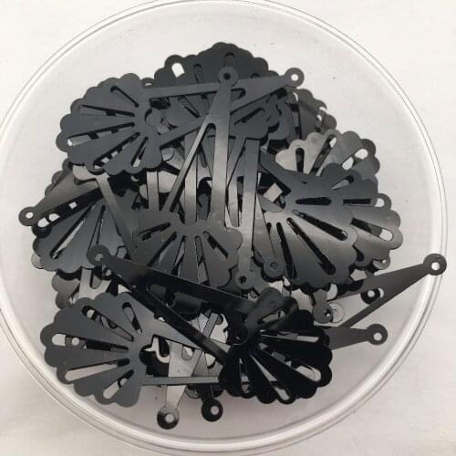 30g 300pcs 17*43mm Pendant Loose Sequin Paillette Crafts Sewing ,Women Kids Diy Garment Accessories Black