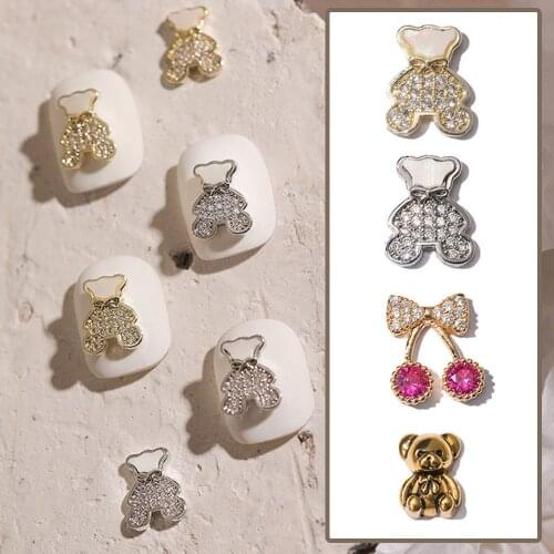 3D Retro Bear Nail Jewelry Alloy Super Flash Rhinestone Charm Exquisite Nail Art Decoration Design Manicure Accessories
