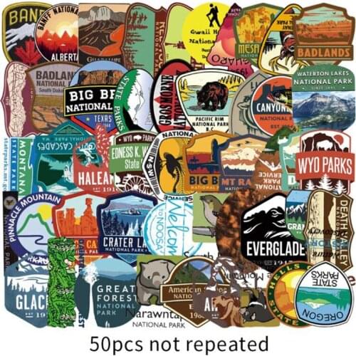 50Pcs National Park Zoo Stickers Laptop Skateboard Luggage Guitar Stickers Toys New Arrival