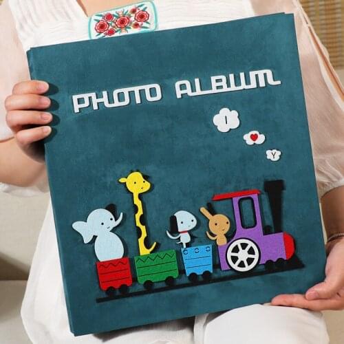 6 Inch Felt Photo Album 600 Sheets Large Capacity Family Cute Cartoon Children Growth Scrapbook DIY Memory Book Interleaf Album