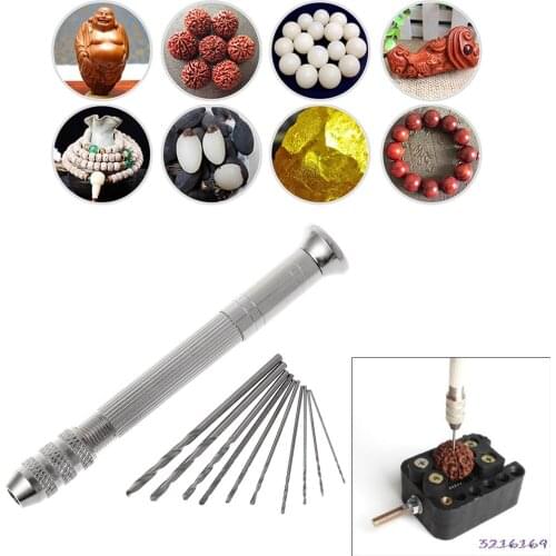 Swivel Head Pin + 10pcs Micro HSS Twist Drill Bits For Jewelry Watch Hobby Hand Tool