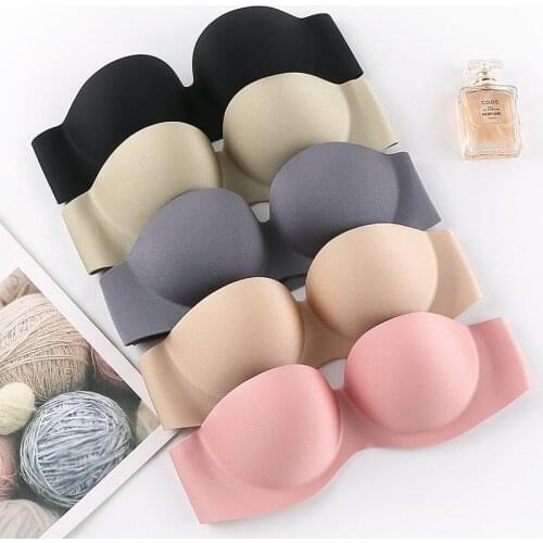 Summer New Womens Non-slip Strapless Invisible Sexy Bra Wedding Dress Beauty Back Breasts Sexy Gather Comfortable Underwear