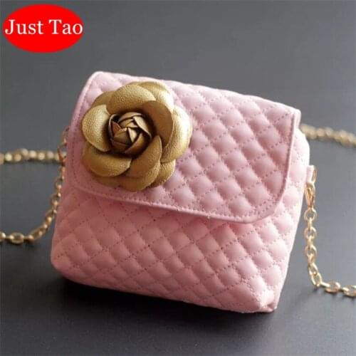 DHL Free Shipping Just Tao Childrens pu leather flower bags Kids Mini chain shoulder bag Toddlers Small wallets Bags JTD075