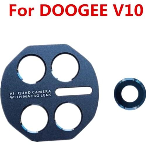For DOOGEE V10 Cell Phone Back Housing Metal Rear Camera Garnish Decorative Accessories Part Case Cover+Rear Camera Lens