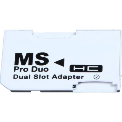 Dual Slot Micro for SD SDHC TF to Memory Stick MS Card Pro Duo Reader Adapt Card Set Double Card White for PSP Card White