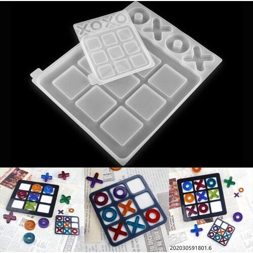 Tic-Tac-Toe Ox Chess Game Epoxy Resin Mold Mirror Silicone Mold For DIY Resin UV Epoxy Jewelry Handmade Making Tools