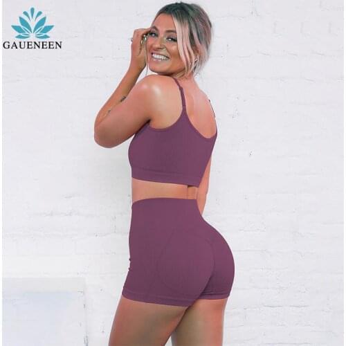 GAUENEEN 2PCS Seamless Yoga Set Sportwear Women Set High Waist Short Set Workout Clothes For Women Fitness Gym Suit
