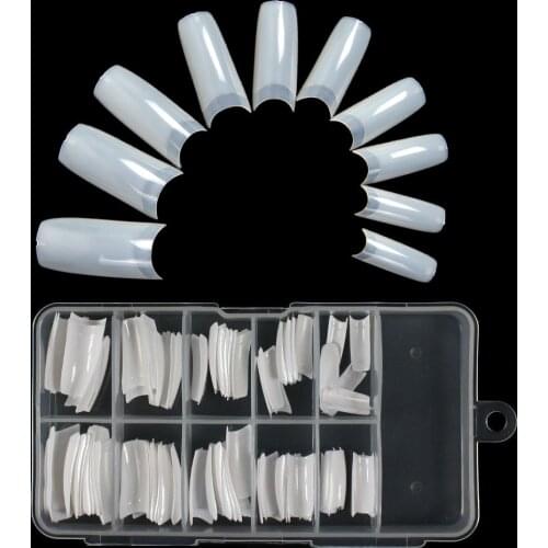 Hot sale 100 pcs Boxed French Clear Natural Tips Nail Half Clear Natural UV Full / Art False Acrylic