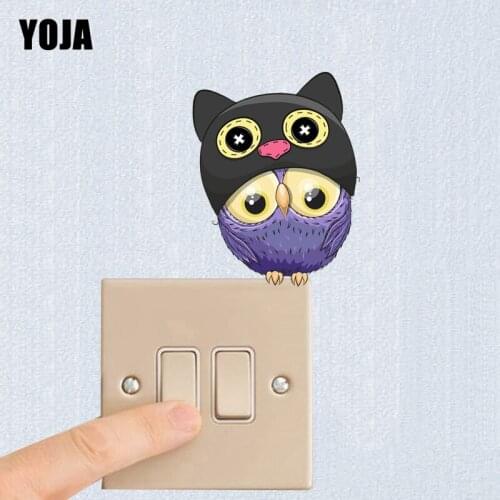 YOJA Colored Owl Decor Switch Sticker Living Room Bedroom Wall Personalized Decals 10SS0046