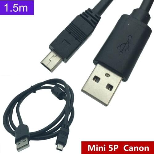 Suitable for Canon camera data cable SLR camera data cable 5P five-pin T port USB single magnetic ring 1.5m