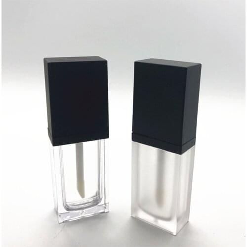 Square Clear 8ml Empty Lip Gloss Tube with Wand Lip Balm Bottle Container Lip Glaze Cosmetic Containers Refillable Bottles