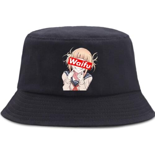 Waifu Cartoon Cute Bucket Fishing Hats Unisex Folable Fishermans Hat Outdoor Summer New Beach Caps Sun Shade Women Panama Cap
