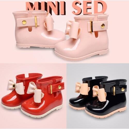 Mini Melissa 2020 Cute Bow Rain Boots Girls Jelly Sandals Baby Water Shoes Children Sandal Kids Girl Rainboot
