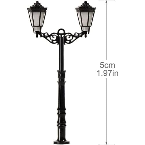 3pcs N Scale Lamp Post Double Heads 50mm 1:150 Street Lights Model Railway Train LEDs Miniature LQS77N