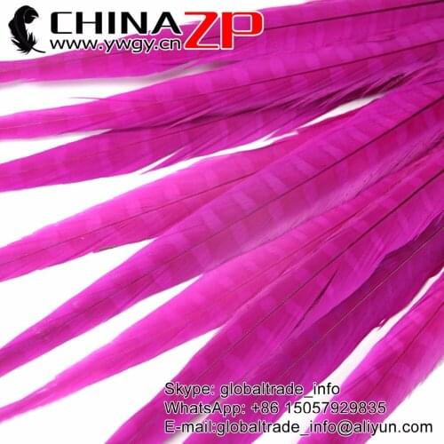 CHINAZP Factory New Arrival 40-45cm 100pcs/lot Pretty Dyed Hot pink Ringneck Pheasant Tail Feathers for Party Decoration