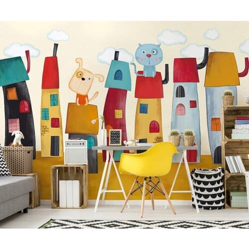 Newest Cartoon House Wallpaper Mural 3d Wall Photo Mural for Kids Room Kindergarten sofa Background 8d wall Mural Decor
