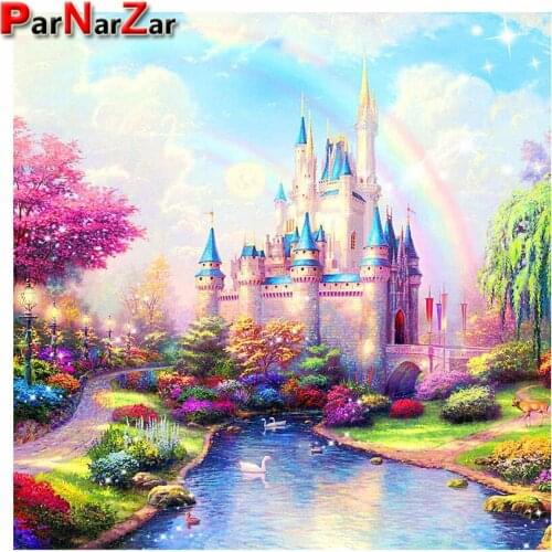 ParNarZar Diamond Painting Rainbow Castle Full Drill DIY 5D Kits Rhinestone Cross Stitch Picture Art Craft for Home Wall Decor