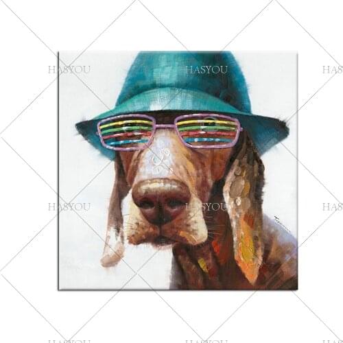 Professional Artist Handmade Modern Picture Smoking Bull Dog Oil Painting On Canvas Funny Bulldog Oil Picture Wall Decor