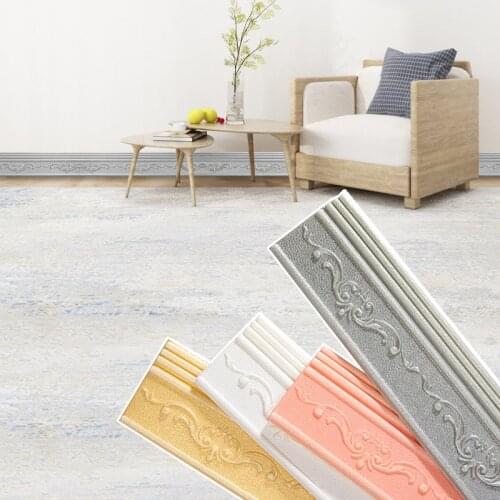 Self-Adhesive Foam 3D Foam Wall Stickers Door Frame Edge Strip Edge Band Wall Skirt Decoration Waist Line PVC Wallpaper Skirting