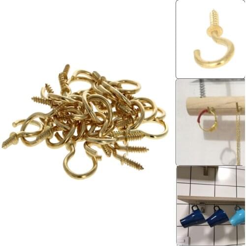 MroMax 25/30/50/100/150pcs Self-tapping Nails Hook Open Sheep Eyes Carbon Steel Electroplated Copper Total Length 20/24/29/32mm