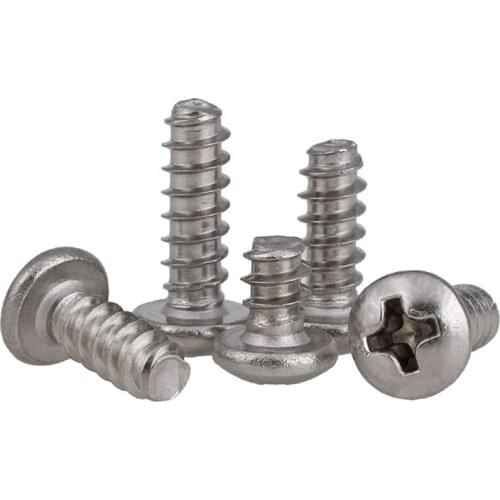 Cross Recessed Round Head Self-tapping Screws 304 Stainless Steel Phillips Screw Flat Tail M1.4 .7 2-M5