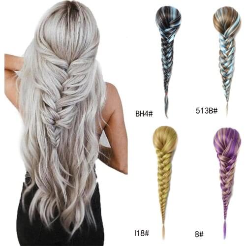 Synthetic Braided Ponytail Ombre Mix Hair 17Colors Synthetic Hairtail Natural Hair Bun Fake Hair Box Braid For Women