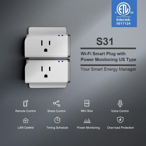 SONOFF S31 US Plug 15A Wifi Smart Socket Energy Monitoring Remote Control Smart home via eWeLink Voice Control Google Home Alexa