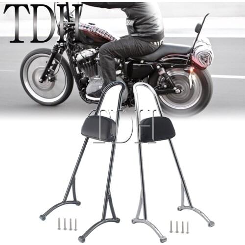 Motorcycle Rear Passenger Sissy Bar Backrest 12'' Tall For Harley Sportster XL Iron Custom 883 1200 48 Forty Eight Chrome/Black