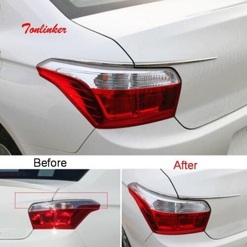 Tonlinker Cover Case Stickers for CITROEN C-Elysee 2014 Car Styling 4 PCS ABS/stainless steel Rear headlight Eyebrow sticker