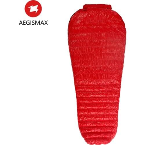 AEGISMAX Nano Ultralight Down Sunmmer Waterproof Tourist Red Sleeping Bag Camping Sleeping Gear for Spring and Fall