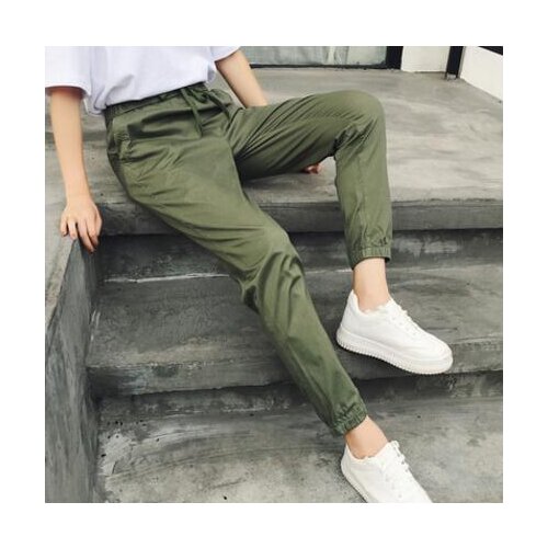 Womens pants Large size Loose Fleece sports loose-fitting casual cropped trousers