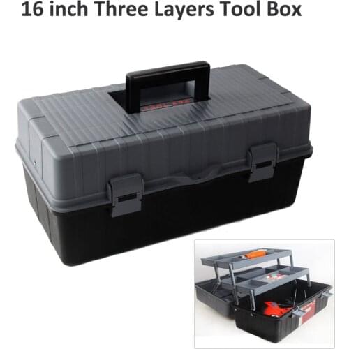 16'' Three Layers Plastic Tool Box Sealed Tool Box Safety Equipment Toolbox Suitcase Impact Resistant Tool Case Shockproof