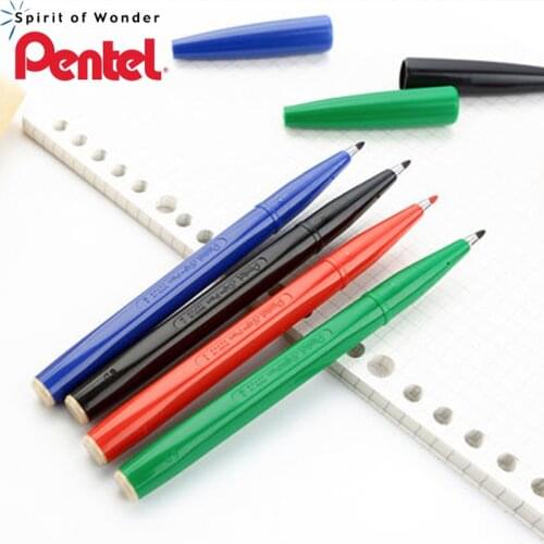 4pcs/lot Pentel Sign Pen S520 2.0mm For Graphics Writing Black/Blue/Green/Red Fiber Pen School & Office Supplies