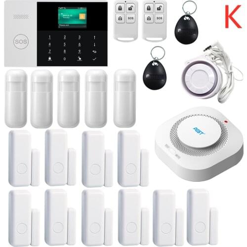 433MHZ IOS Android APP Remote Control LCD Touch Keyboard Wireless WIFI SIM GSM RFID Home Burglar Security Alarm System Sensor