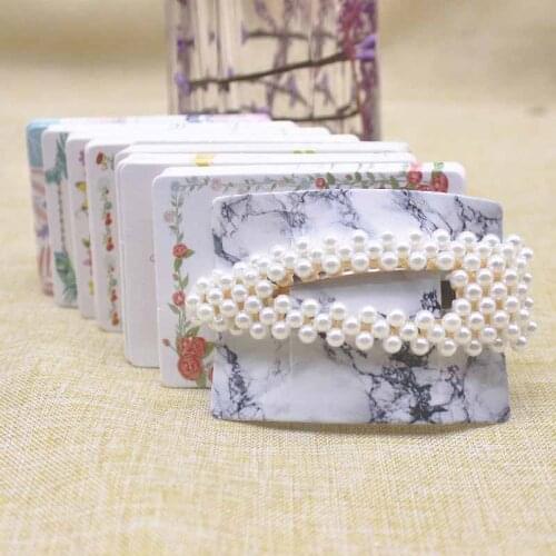 50pcs Card 5x7cm White marbling paper hair clip card jewelry package flower print paper hairclaw oranments display card