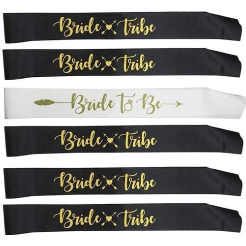 6pcs Bride to Be Sash Wedding Bachelorette Party Sash for Hen Party Wedding Bridal Shower Gold Letter PAT20
