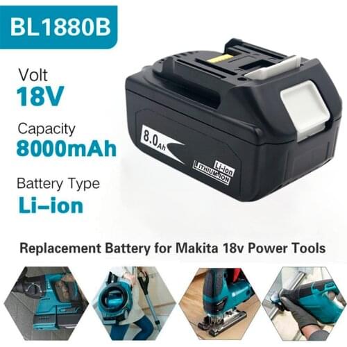 8000mAh BL1880B for Makita 18v Battery BL1830 BL1840B BL1850 BL1850B BL1860 LXT-400 with LED Charge Indicator Charge Protection