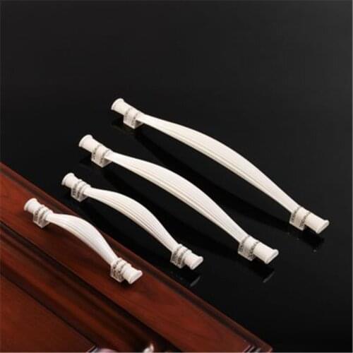 Ivory White Ceramic European Cabinet Handles Aluminum Alloy Door Kitchen Knobs Cabinet Pulls Drawer Knobs handle