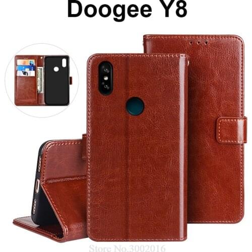 Free Shipping For Doogee Y8 Case Wallet Leather Wallet Phone Case For Doogee Y8 Flip Cover Silicone Case Stand With Card holder