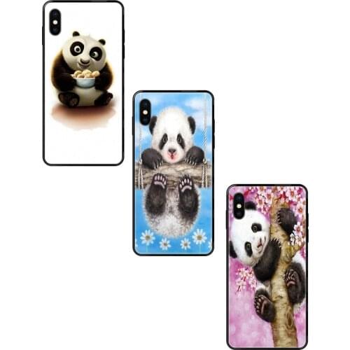 Cute Cartoon Panda China Fine Black Soft TPU Cell Phone Cases For Huawei Honor Play V10 View Mate 10 20 20X 30 Lite Pro Y3 Y5