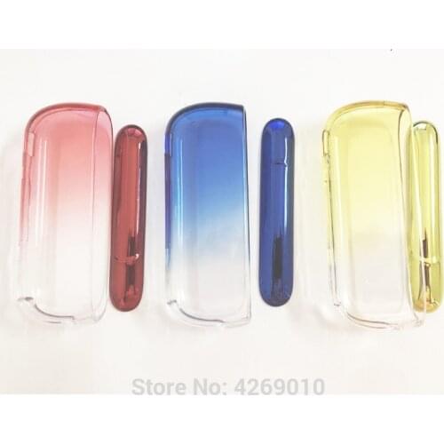 Gradient Red Blue Yellow PC Case with Door Cover For IQOS 3.0 Duo Protective Transparent Case Cover