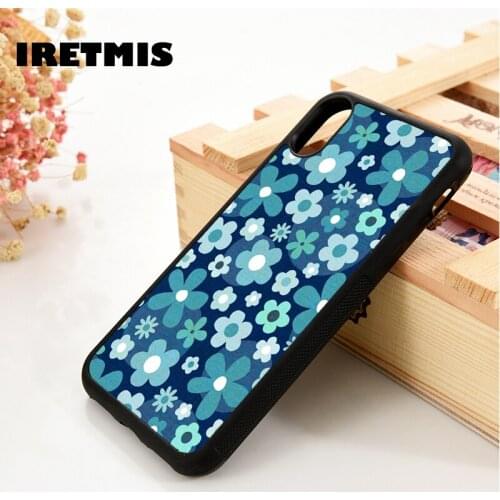 Iretmis 5 5S SE 2020 6 6S Phone Case Cover for iPhone 7 8 Plus X Xs 11 12 MINI Pro Max XR Groovy Flowers Baby Indigo And Aqua