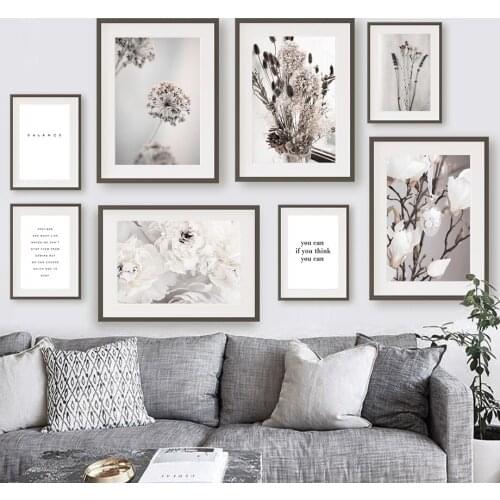 Flowers Peony Tulip Magnolia Lavender Grass Wall Art Canvas Painting Nordic Posters and Prints Living Room Decoration Wall Pictu
